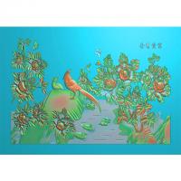 石材牡丹花鸟精雕雕刻图（ZS-64）