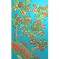 石雕花鸟牡丹浮雕图（ZS-345）