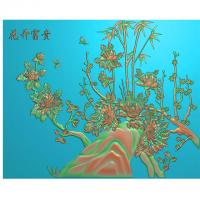 石雕牡丹浮雕图（ZS-355）