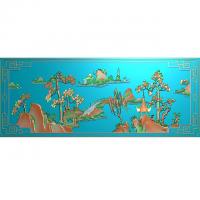 山水建筑浮雕图（SSRW-0009）