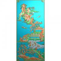 山水建筑浮雕图（SSRW-0015）