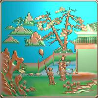 山水人物雕刻图（SSRW-0030）