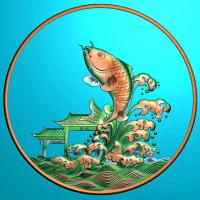  荷花鱼 浮雕图（HH-0016）