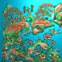 荷花鸟浮雕图（HH-206）