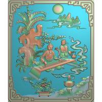 古代人物琴精雕图（GDRW-4231）