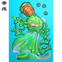 玉雕挂件寻梅美女1精雕图有线(SV-038)
