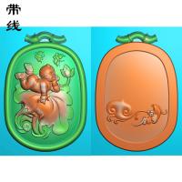 荷叶童子戏蝴蝶精雕图(TZ-005)