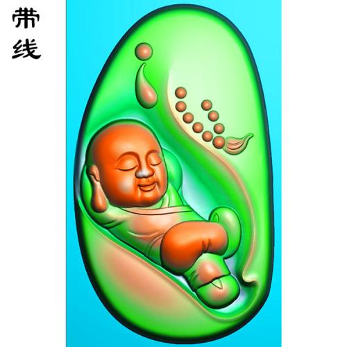 躺睡小和尚童子精雕图有线(TZ-006)