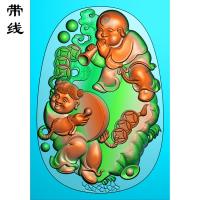两个童子精雕图(TZ-015)