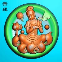 坐莲观音圆牌精雕图(LGY-042)