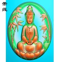 竹子观音圆牌精雕图(LGY-059)