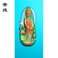 持佛珠莲花站观音精雕图(OGF-037)