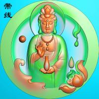 水滴荷花观音圆牌精雕图(BGF-064)