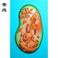 仙鹤山水观音挂件精雕图(SGF-084)