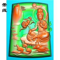 浪花山水观音挂件精雕图(SGF-092)