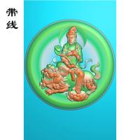 圆牌踩莲花文殊菩萨观音精雕图(WSP-001)