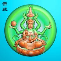 莲花底座千手观音圆牌精雕图(DGY-008)