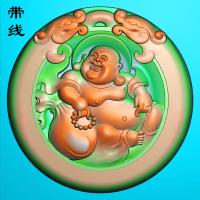 双龙圆牌弥勒佛精雕图(MLF-031