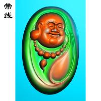 深雕椭圆弥勒佛挂件精雕图(MLF-139