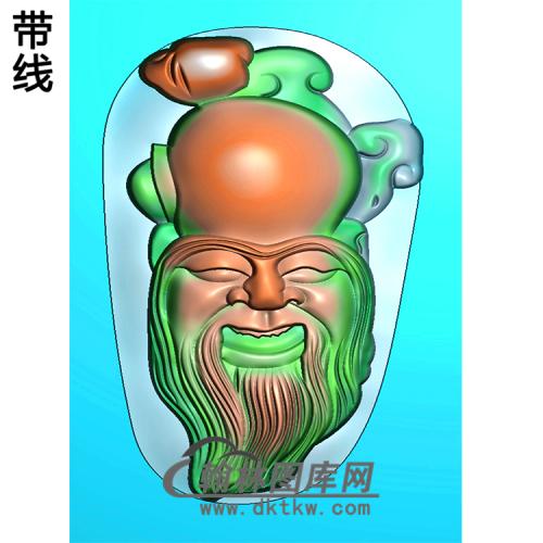 随形老寿星挂件精雕图（SX-021)