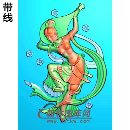 弹琵琶侍女美女精雕图（SV-022)