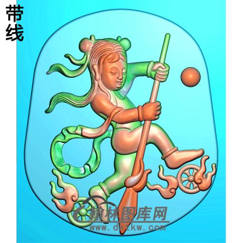 7158哪吒闹海神话人物挂件精雕图（CS-110)