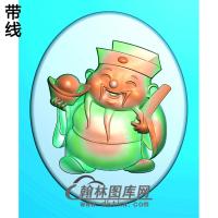 椭圆财神浮雕图（CS-045)