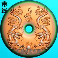 双龙戏珠平安扣精雕图(PAK-110)