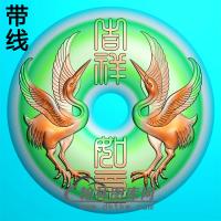 双鹤吉祥平安扣精雕图(PAK-172)