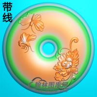 蝴蝶牡丹平安扣精雕图(PAK-184)