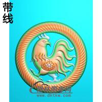 鸡平安扣精雕图(PAK-225)