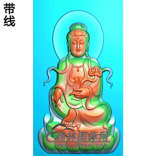 观音菩萨坐相精品挂件精雕图（ZGY-207)