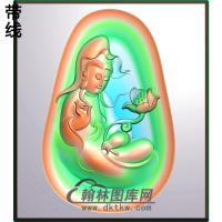 右侧持莲花坐观音菩萨精品挂件精雕图（ZGY-315)