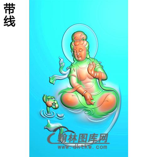 莲花飘带观音菩萨精品挂件精雕图（ZGY-349)