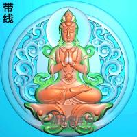 圆双手合观音菩萨拜镂空花挂件精雕图（ZGY-380)