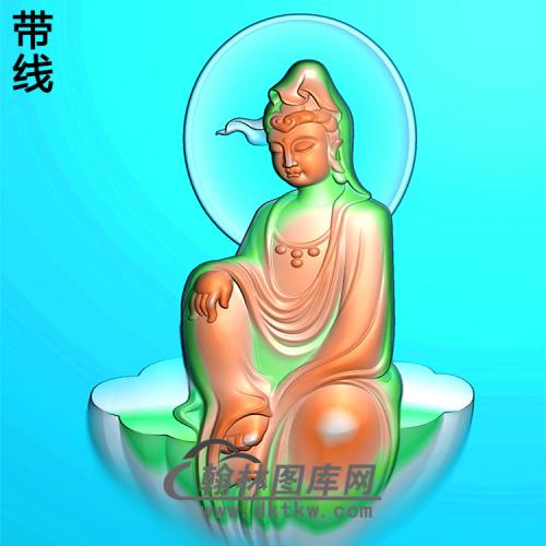 自在坐石观音菩萨精品挂件精雕图（ZGY-387)