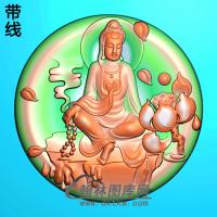 圆形坐相观音挂件精雕图（ZGY-302)