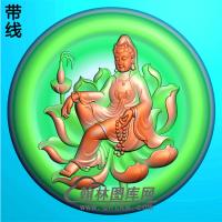 圆形自在坐观音菩萨精品挂件精雕图（ZGY-165)