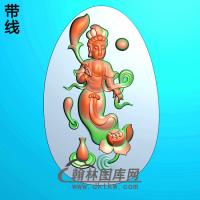 椭圆观音挂件精雕图（OGY-159)