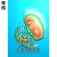 精品莲花悟道佛头挂件精雕图（BGY-168)