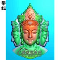 三头观音菩萨精品挂件精雕图（BGY-180)