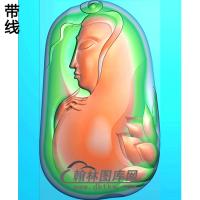 白观音菩萨精品挂件精雕图（BGY-497)