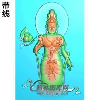 莲花半身观音挂件精雕图（OGY-208)