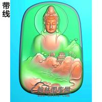 半身观音菩萨山水精品挂件精雕图（BGY-500)
