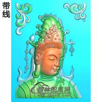 戴冠半身观音挂件精雕图（BGY-514)