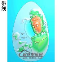 椭圆观音挂件精雕图（BGY-530)