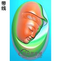 椭圆观音挂件精雕图（BGY-556)