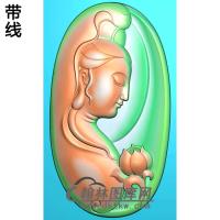 椭圆观音挂件精雕图（BGY-322)