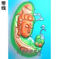 随形莲花观音挂件精雕图（BGY-227)