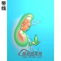右侧持瓶观音挂件精雕图（BGY-402)